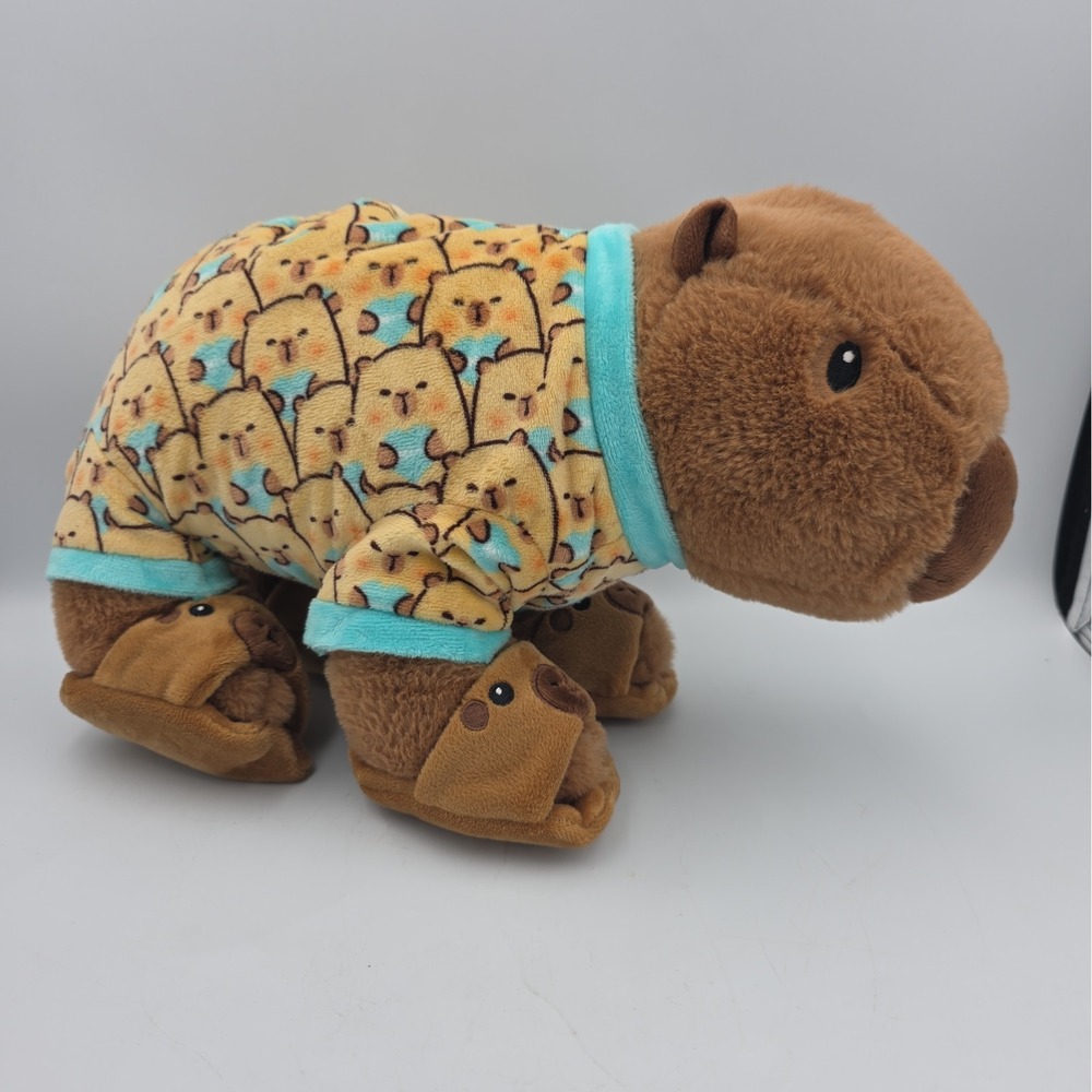 Brown Capybara 15" Plush Pajamas Slippers PJs Stuffed Animal No Tag